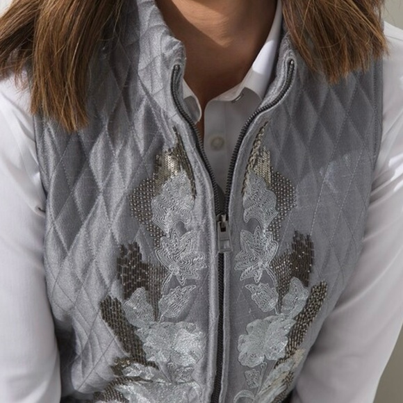 Chico’s Embellished Quilted Vest | Size L 12 - Picture 4 of 9